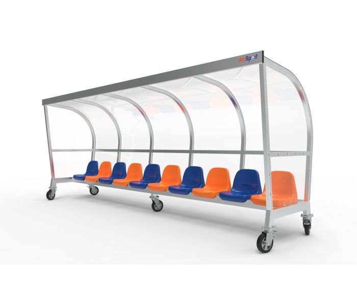 Mobile Spielerkabine Modell PRO mit Sitzschalen